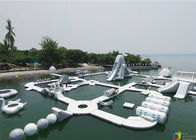 Custom Reinforced PVC Tarpaulin Inflatable Water Park For Children White And Grey