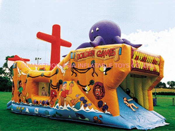 Inflatable Ship Playground In Ship Design With Animal Cartoon Pictures