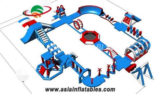 Hồ bơi màu xanh 30M 0,6mm PVC Công viên nước bơm hơi