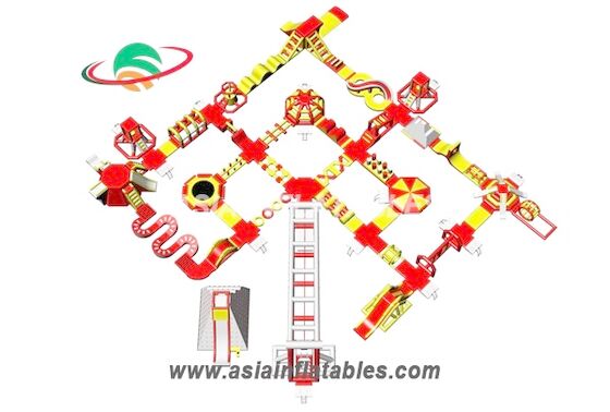 Công viên biển bơm hơi nổi màu đỏ tùy chỉnh Đảo nước bơm hơi